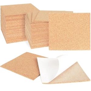 72 Pcs 2mm Thick Self-Adhesive Cork Sheets Cork Coasters, 4 x 4 Inch Square C... - Picture 1 of 7