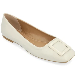 Zapatos planos cuadrados sin cordones para mujer Journee Collection Zimia Ballet, beige talla 10M - Imagen 1 de 5