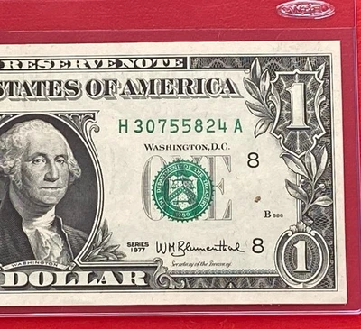 1977  $1 DOLLAR BILL ( ST LOUIS H ) UNCIRCULATED - Image 1 of 3
