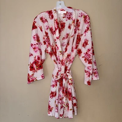 Oscar de la Renta Vintage Pink Label Floral Polka Dot Robe Women’s Medium - Image 1 of 4