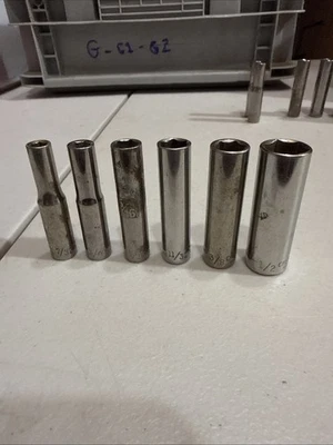 Craftsman 1/4" Drive 6 Piece 6 Pt SAE Deep Chrome Socket Set Standard Mixed G - Image 1 of 4