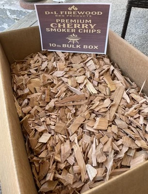 D&L WOOD PRODUCTS Premium Cherry BBQ Smoking Chips 10lbs (1200 Cu In)- For BBQ Smokers & Grills