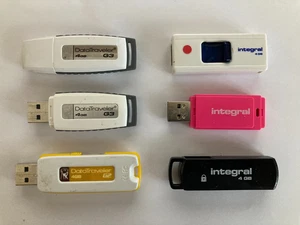 Job Lot 4GB x 6 Integral & Kingston USB 2.0 Flash Drive Memory Sticks - Photo 1/1