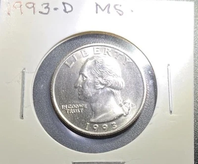 1993 Washington Quarters. Denver Mint Uncirculated. Free Shipping In The USA - Image 1 of 2