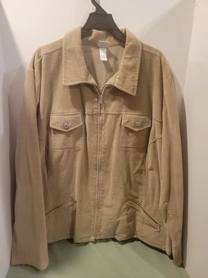 Fashion Bug Tan Corduroy ZIp Up Jacket W/pockets - 30/32 PLUS - 99% Cotton - Image 1 of 4