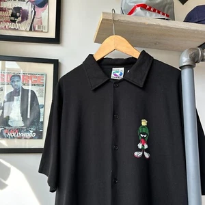 VINTAGE 90s | Marvin The Martian Liquid Blue Button Down Shirt sz XL - Picture 1 of 9