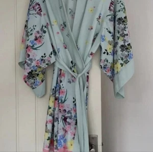 Ted Baker Floral Mint Green Pergola Kimono Dressing Gown Robe Size 8_10 - Picture 1 of 10