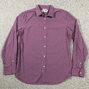 Old Navy Shirt Adult L Pink Check Long Sleeve Button Up Slim Cotton Mens 1563 - Picture 1 of 10