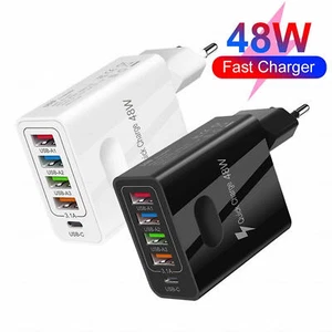 Multi Port 4 USB + 1 PD Hub Chargeur Station Tour Chargeur Mural Adaptateur Secteur - Photo 1 sur 15