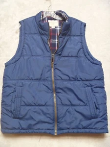 WeatherProof Vintage Puffer Vest Mens Size XXL Navy Blue Flannel Lining - Picture 1 of 10