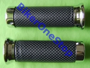 GRPCBN - Handlebar GRIPS Carbon Effect Soft Touch 22mm & 25mm Bars Q Pair NEW - Picture 1 of 2