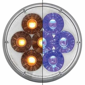 Luz trasera redonda de doble color doble furia diodo de 4 pulgadas 14 - ámbar a azul - Imagen 1 de 4