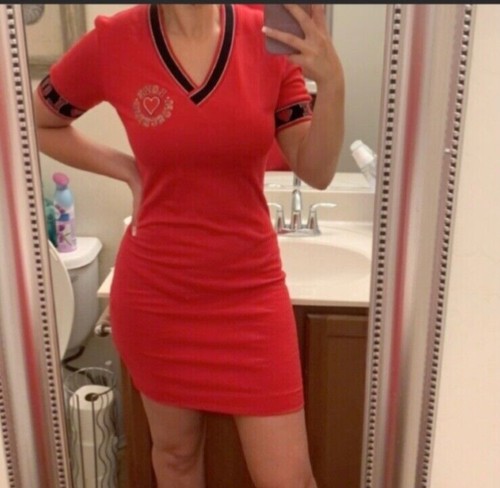 Abito camicia da donna love moschino rosso varsity taglia 6