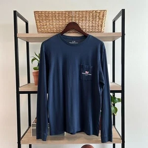 Vineyard Vines Boston Navy Long Sleeve Cotton Tee, S - Picture 1 of 4