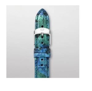 MICHELE 16MM GREEN+BLACK ALLIGATOR LEATHER, BUCKLE WATCH STRAP,BAND-MS16AA510811 - Picture 1 of 1