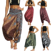 Boho Women's Harem Pants Baggy Hippie Yoga Afghani Genie Indian Aladdin Trousers
