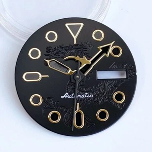 29mm Black Golden marks Dial Dragon Print Fit SKX Style NH36 NH36A movement - Picture 1 of 13