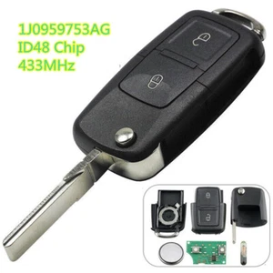 433MHz Funk Schlüssel 2 Tasten für VW Bora Golf Polo für Seat Ibiza 1J0959753AG - Picture 1 of 7