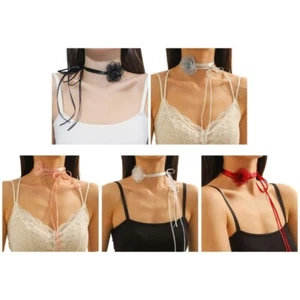 Camellia Bowknot Choker Necklace Fashion Collar Necklace Neckband Jewelry - Picture 1 of 13
