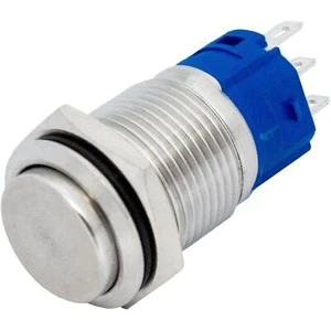 Edelstahl Drucktaster erhaben Ø16mm IP65 2,8x0,5mm Pins 250V 3A Vandalismussiche - Bild 1 von 3