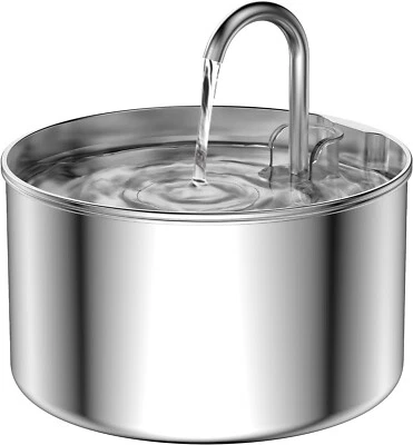 Fuente de agua para gatos de acero inoxidable para mascotas interiores metálicas automáticas Foto 1 de 4