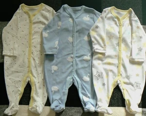 Newborn Long Sleeves Pajama Romper(0-3months)100%Cotton-3Pack - Picture 1 of 1