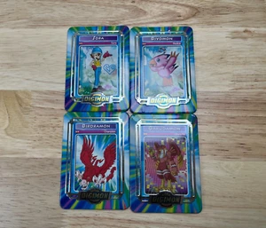 Lot Of 4 vintage 2000 Taco Bell Metal Tin Collectible Digimon Trading Cards - Picture 1 of 2