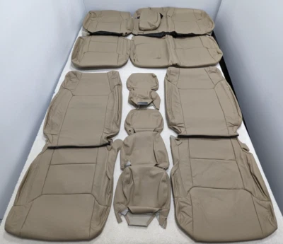 Fundas de asiento interiores de cuero tostado SS19 para Toyota Tundra Crew Max 2014-2021 Foto 1 de 4