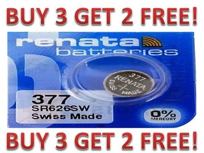 377 RENATA SR626SW SR626W WATCH BATTERIES NEW  BUY 3 GET 2 FREE!! - Image 1 of 2