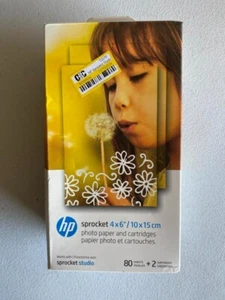 HP Sprocket Studio 4x6 Photo Paper & Cartridges 80 Sheets - 2 Cartridges - seale - Picture 1 of 5