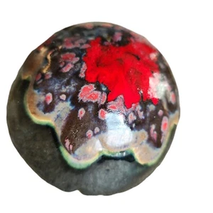 Vintage Pilz Briefbeschwerer Keramik Ton bemalt Marmor flach MCM 70er 60er - Bild 1 von 12