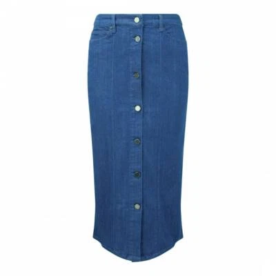 PURE COLLECTION Heritage Blue Denim Midi Skirt UK 16 LN004 HH 02 - Image 1 of 3