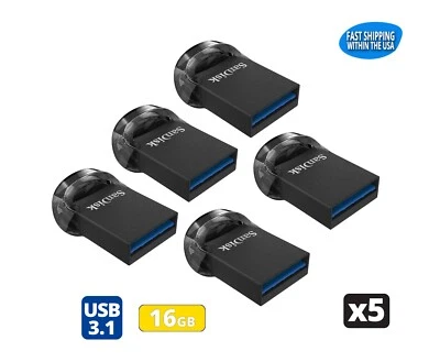 Sandisk Ultra Fit 16GB USB 3.0 / 3.1 Flash Drive Thumb Drive Pen Drive (5 Pack) - Image 1 of 4