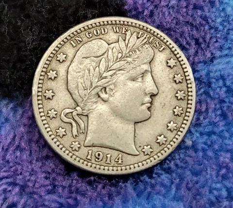 1914 Barber Silver Quarter CH AU MS Slider Gorgeous Coin Cover