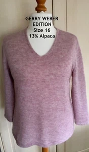 GERRY WEBER EDITION ~LONG PINK SWEATER~ SIZE 16 - 13% ALPACA~LACY DESIGN ON BACK - Picture 1 of 12