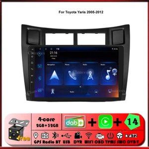9"Android 14 Car Radio Stereo Carplay GPS SATNavi DAB For Toyota Yaris 2005-2012 - Picture 1 of 12