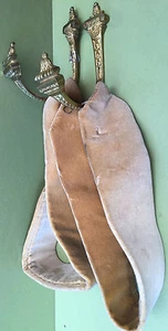PAIRE DE PORTE EMBRASSE + ATTACHE VELOURS JAUNE POUR RIDEAUX BRONZE OUVRAGÉ - Picture 1 of 7