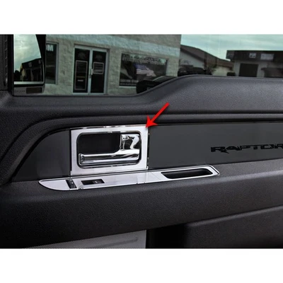 Acabamento de puxar porta dianteira ACC serve para 2010-14 Ford F-150 Raptor cabine estendida-2 peças escovado - Imagem 1 de 4