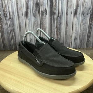 Mocassini Crocs Walu slip on casual scarpe comode donna taglia 8 tela nera - Foto 1 di 7