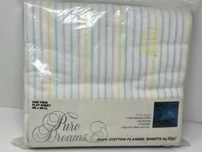 Sábana plana Kitan ONE de franela a rayas vintage 100 % algodón Foto 1 de 4