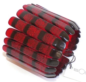 Brazalete elástico Sobral Glamour Brilho rojo brillo y rayas negras hecho por artista - Imagen 1 de 5
