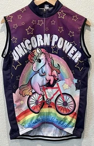 Unicorn Power Club Sleeveless Cycling Jersey Vest Zip Up Back Pockets Adult Sz:M - Picture 1 of 6