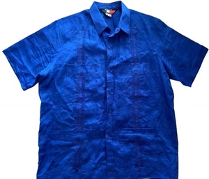D'Accord 100% Leinen Herren Guayabera dunkelblau Größe XL 4 Taschen - Bild 1 von 12