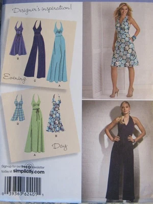 OOP SIMPLICITY 2401 Misses Halter Dress & Jumpsuit in 2 lengths PATTERN 14-22 UC - Image 1 of 4