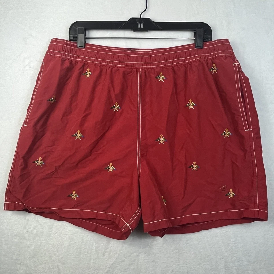 "Bañador Polo Ralph Lauren Rojo XL Bordado Banderas Náuticas Marinas 5"" Preppy" Foto 1 de 4