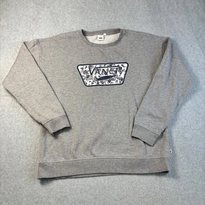 Vans Crewneck Sweatshirt Floral Graphic Logo Heather Gray XL Extra Large - Image 1 of 4