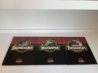Jurassic Park Book Lot Hardcover 1993 Velociraptor Dilophosaurus Triceratops - Image 1 of 4
