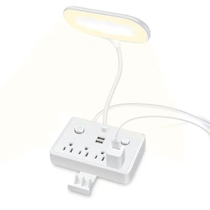 LED Desk Lamp, Desk Light with 2 USB Charging Port and 4 AC Power Outlet, 3 L... - Picture 1 of 9