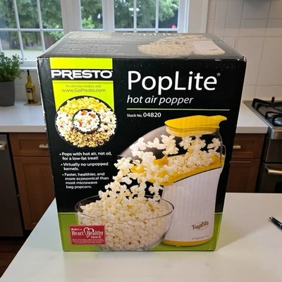 Presto Poplite Popcorn Machine Stock No. 04820 Hot Air Popper White Yellow - NEW - Image 1 of 4