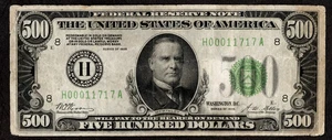 $500 1928 FRN Fr. 2200-H FIVE HUNDRED ST. LOUIS Redeemable in Gold High Denom VF - Picture 1 of 2